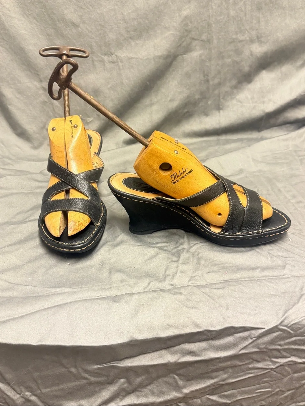 Born Black Leather Crisscross Slide Sandals - Women